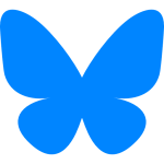 Blue butterfly silhouette with symmetrical wings, symbolising transformation and freedom